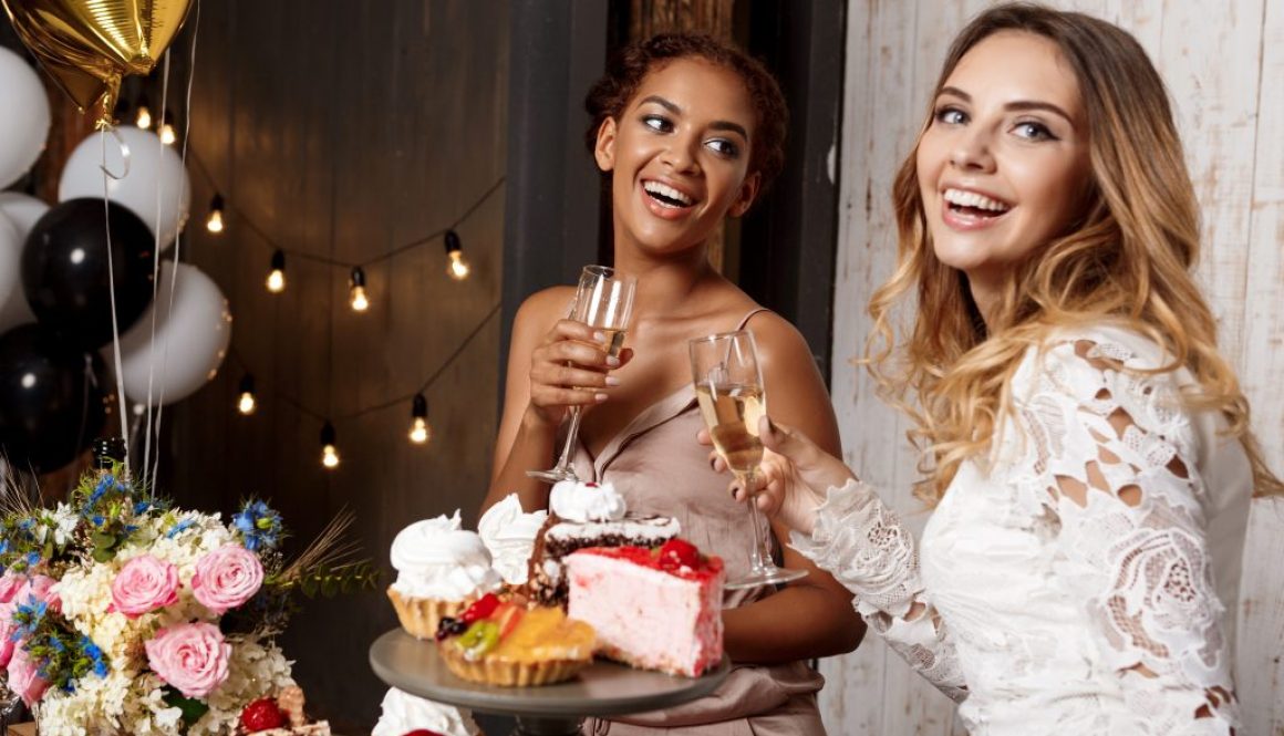 Two beautiful girls resting at party.